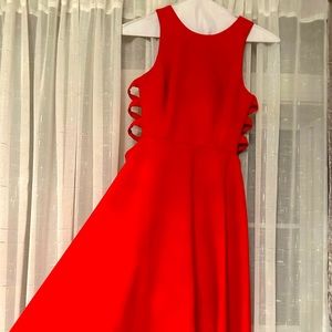 High low red evening dress